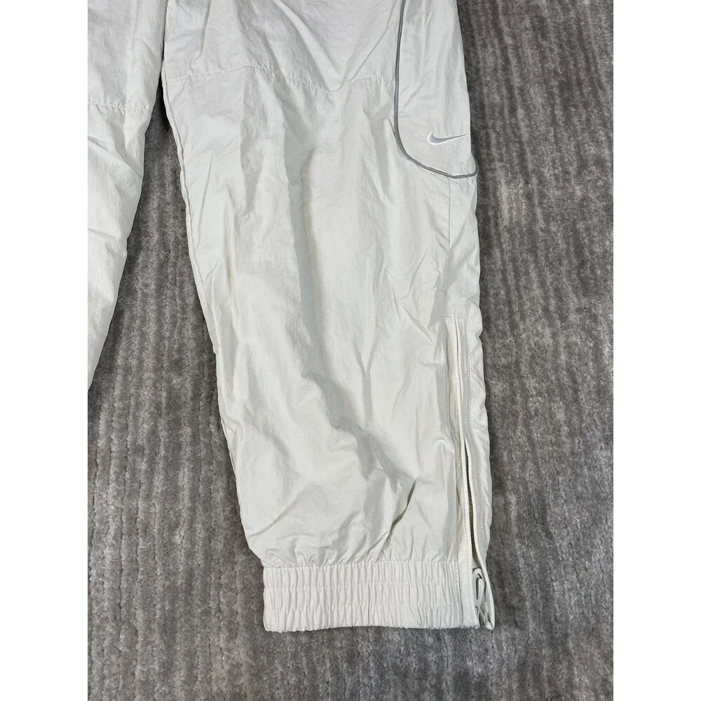 Nike Track Pants Mens Medium White Solo Swoosh Loose Fit Taper Leg Stacked New